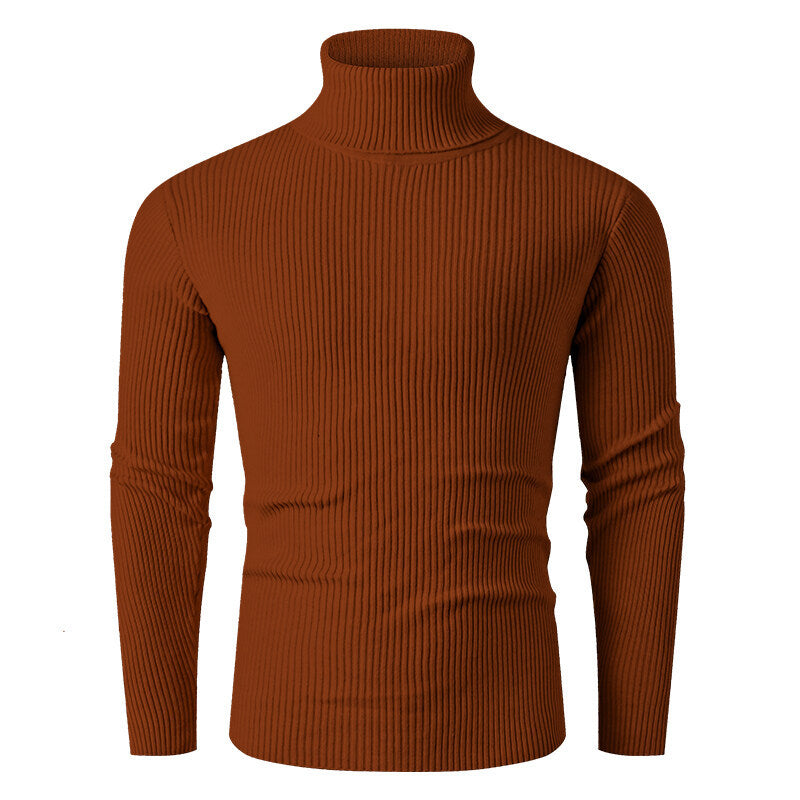 Herren nan taillierter Rippen-Strick Rollkragenpullover Slim Fit EB