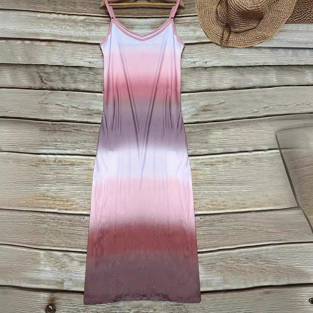 Damen Maxikleid mit tiefem V-Ausschnitt und lässigem Schnitt EB