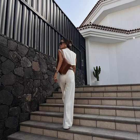 Damen Weite Palazzo-Hose mit eleganter Bundfaltenverarbeitung EB