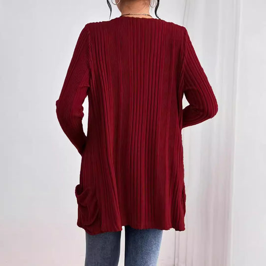 Damen Strickjacke mit strukturiertem Rippdesign und praktischen Taschen EB