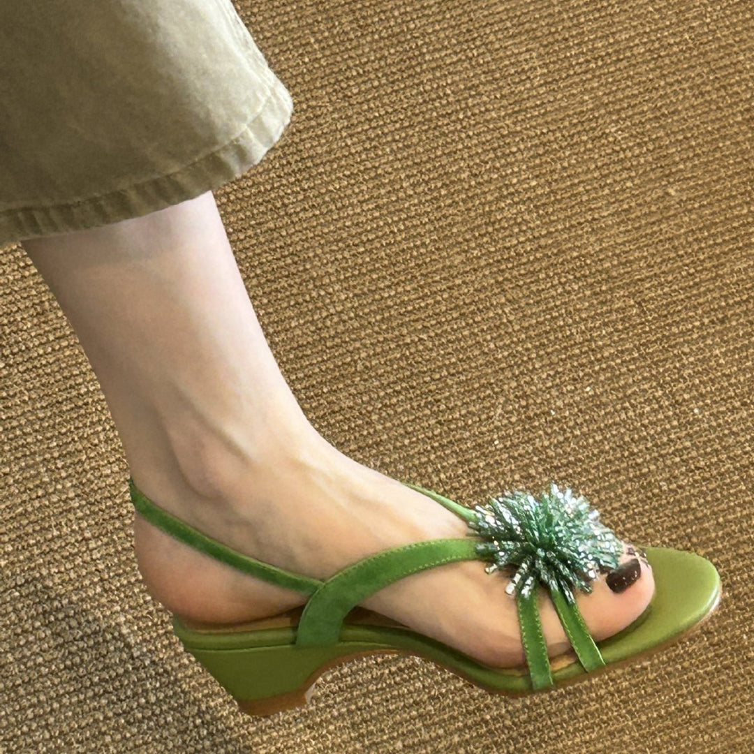 Damen Dekorative Zehentrenner Sandalen mit funkelnden Applikationen EB