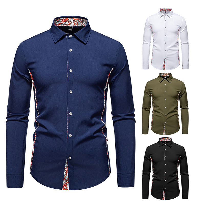 Herren Langarmhemd mit floralem Design und modernem Schnitt EB