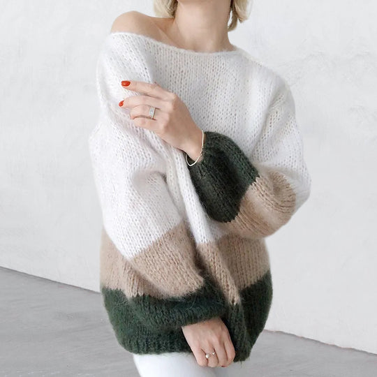 Damen modischer Strickpullover mit weichem Material und lässigem Schnitt EB