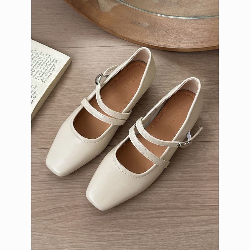 Damen elegante Mary Jane Schuhe mit doppeltem Riemchen und spitzem Zehenbereich EB