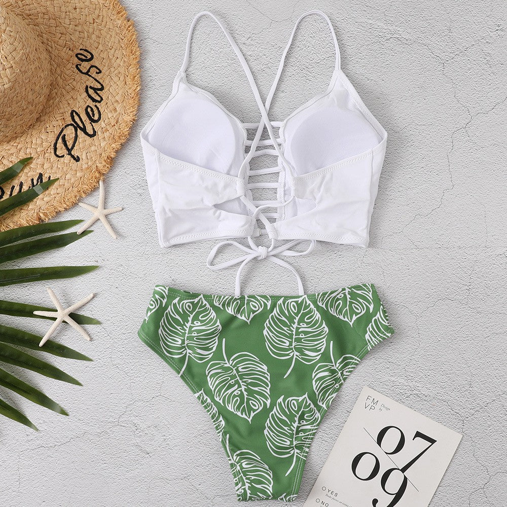 Damen Bikini-Set mit verspieltem Rüschendesign und hoch geschnittenen Höschen EB