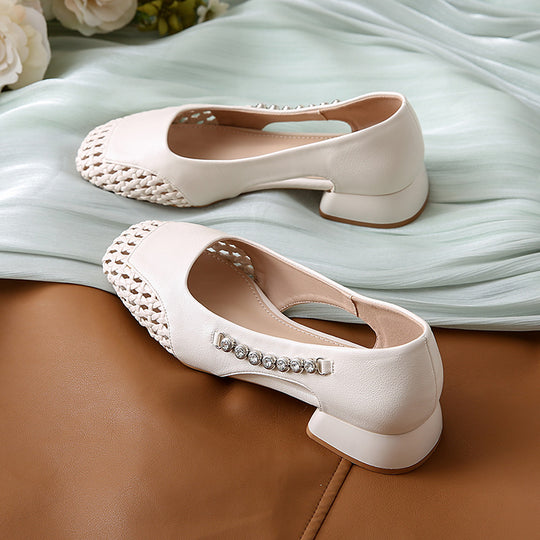 Damen Ballerinas mit glänzenden Applikationen und stilvollem Flechtmuster EB