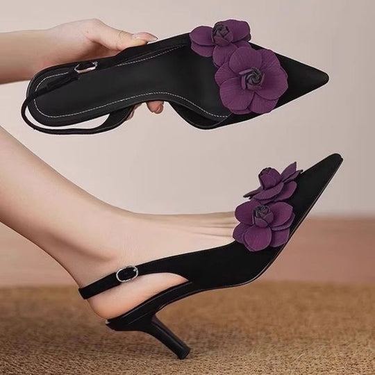 Damen Slingback Pumps mit floralem Design EB