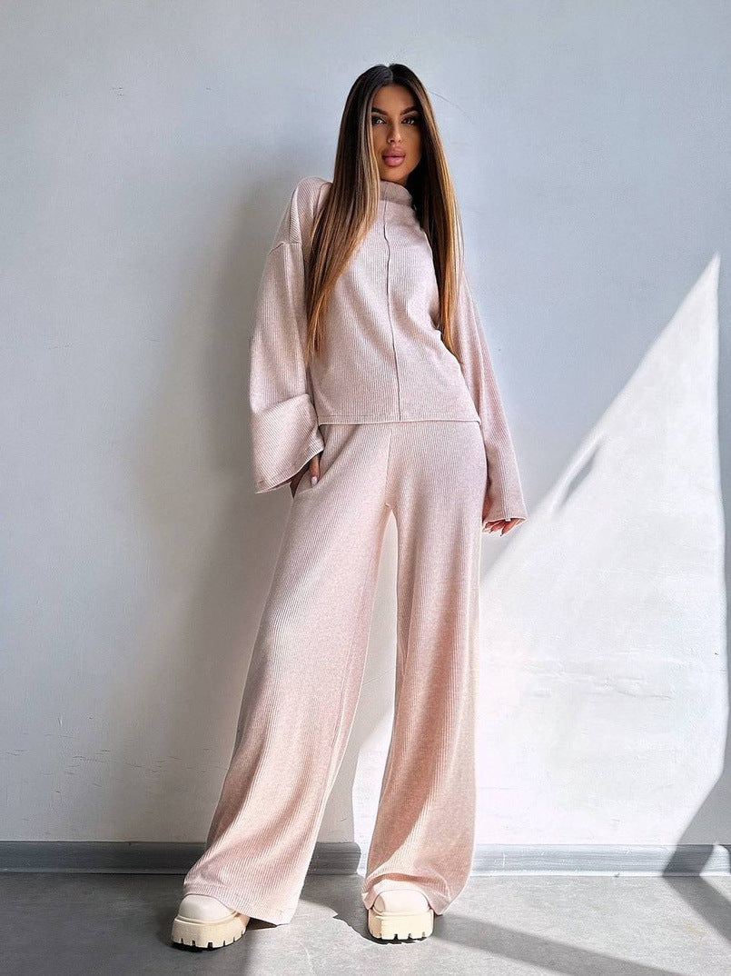 Damen Bequemer Sweat-Loungewear-Anzug mit weitem Schnitt und hohen Ärmeln EB