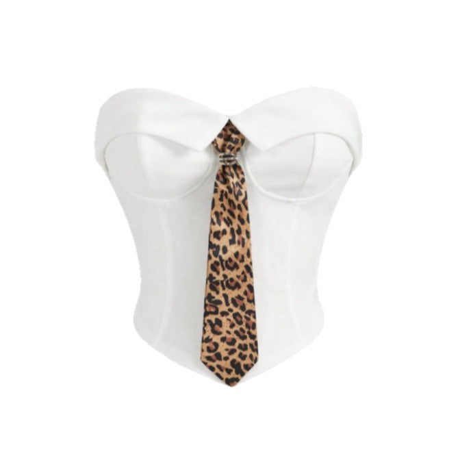 Damen Corsage mit modischem Tiermuster und tailliertem Schnitt EB