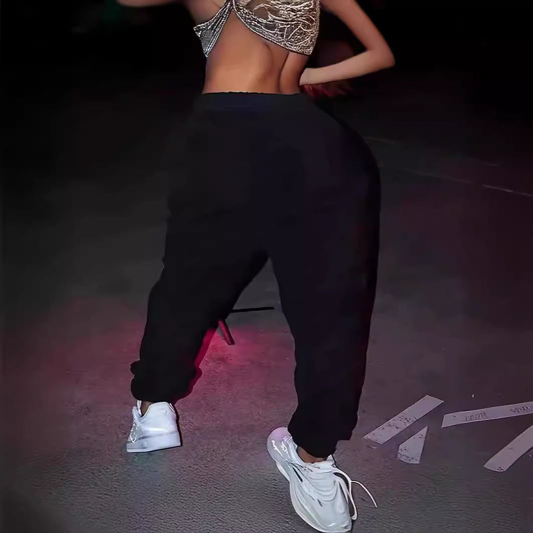 Damen Freizeithose mit kreativem Schriftzug und elastischem Bund EB
