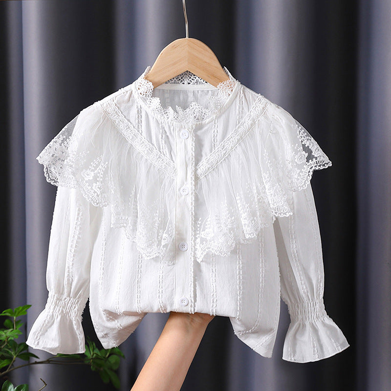Mädchen Bluse mit romantischen Spitzendetails EB