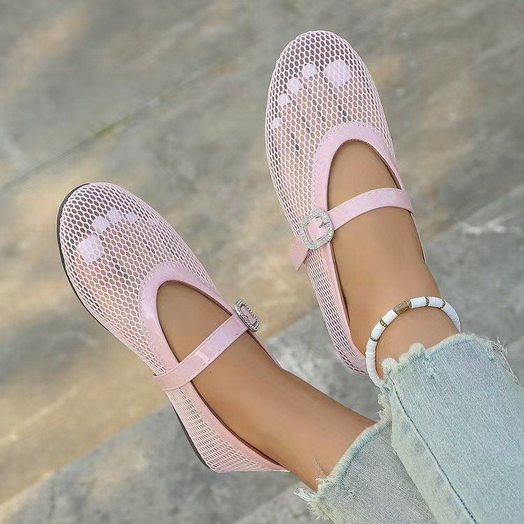 Damen Ballerinas mit elegantem Netzdesign und Kettenapplikation EB