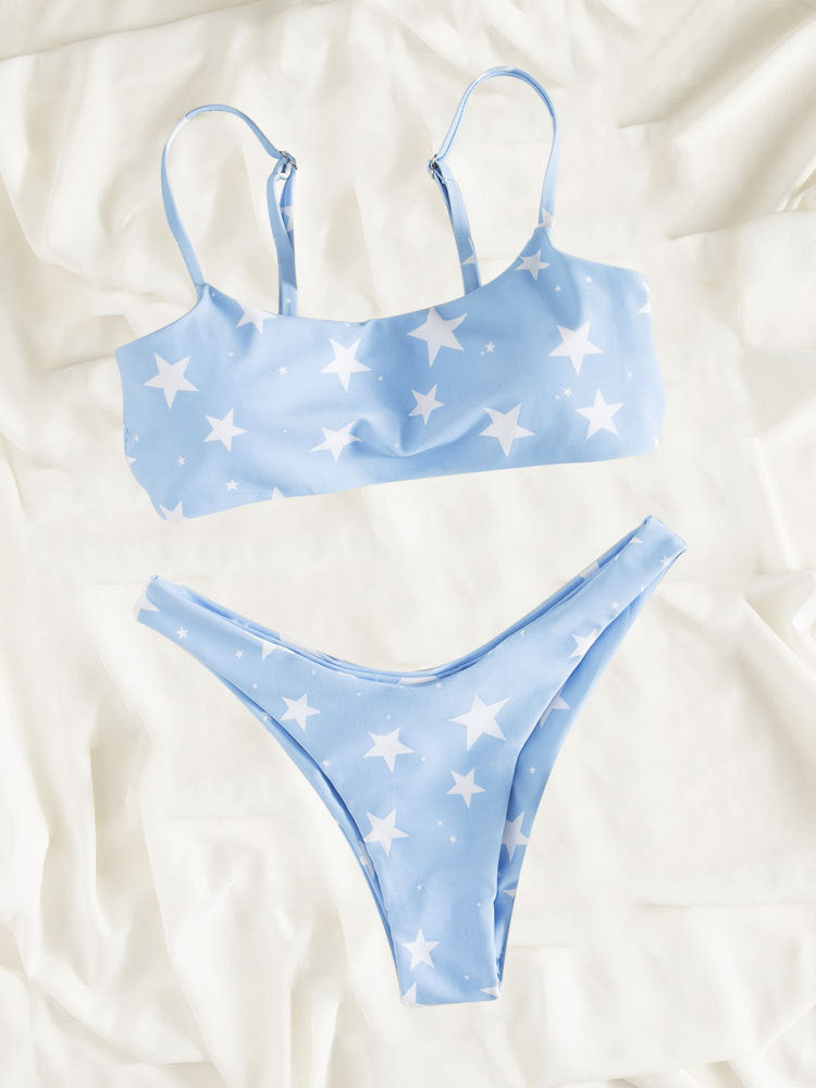 Damen Bikini-Set mit modischem Sternmuster EB