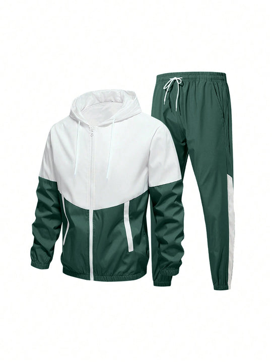 Herren Sportanzug mit atmungsaktiver Jacke und elastischen Jogginghosen EB