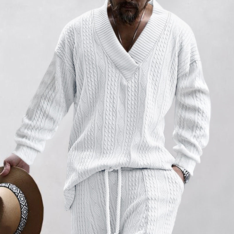 Herren Grobstrickpullover mit V-Ausschnitt und modernem Schnitt EB