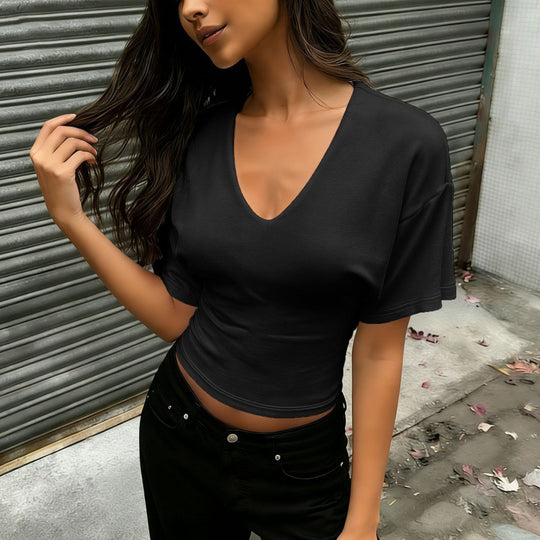 Damen lässiges V-Neck T-Shirt EB