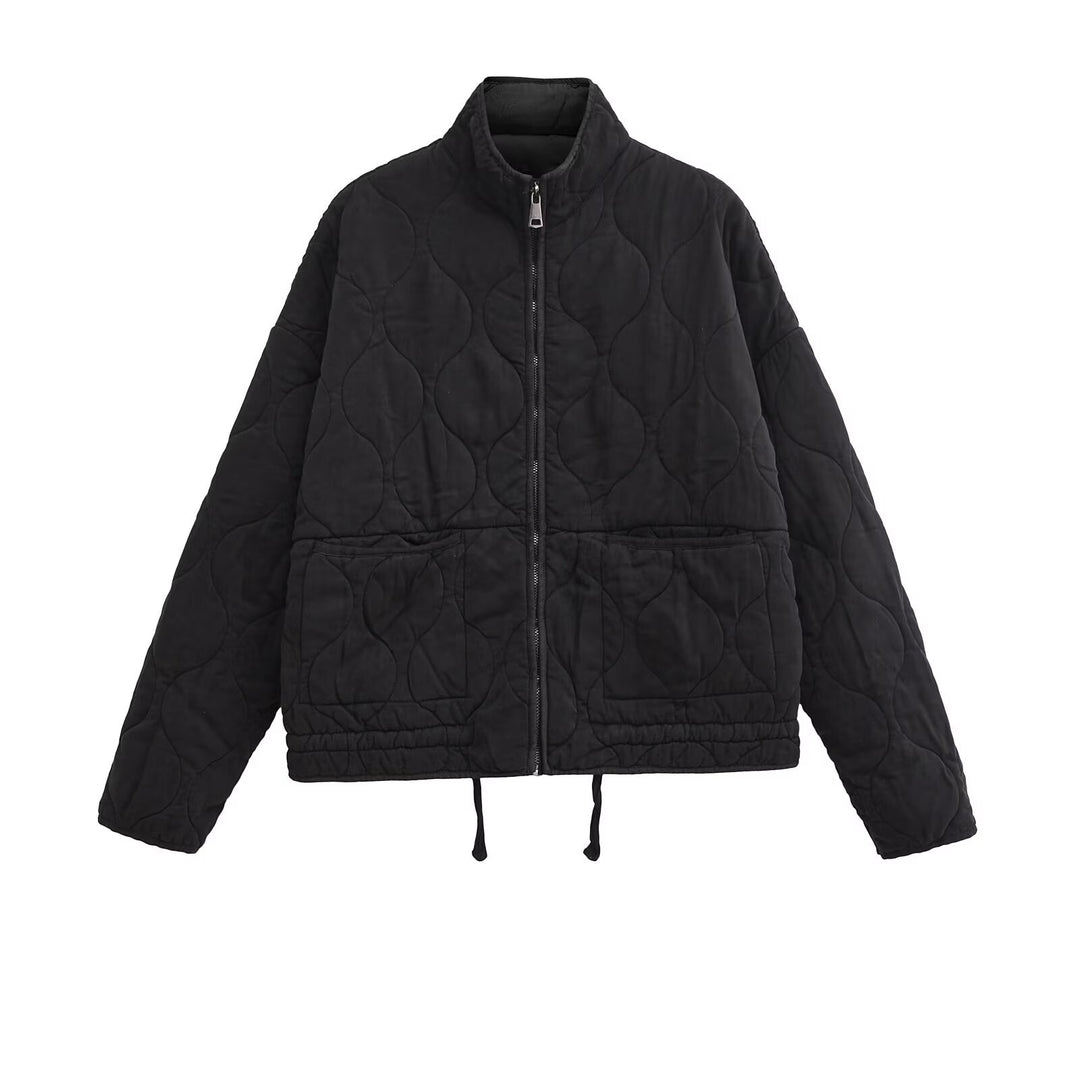 Damen gesteppte Übergangsjacke mit hohem Kragen und praktischen Taschen EB