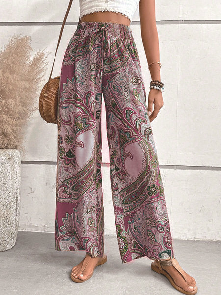 Damen Weite Palazzo-Hose mit paisley Muster EB
