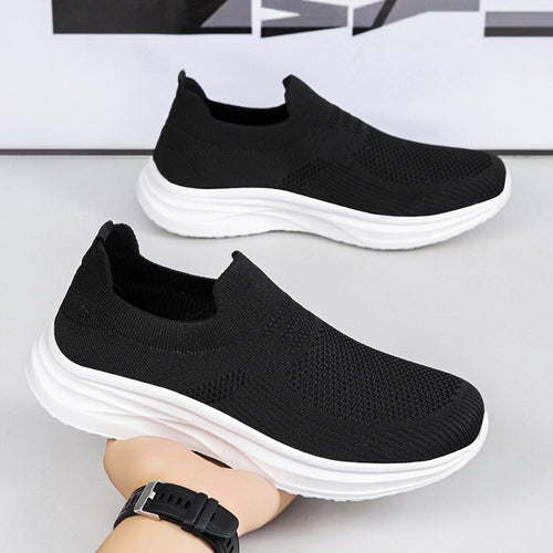 Damen Sportliche Slip-On Sneakers mit atmungsaktivem Obermaterial und dämpfender Sohle EB