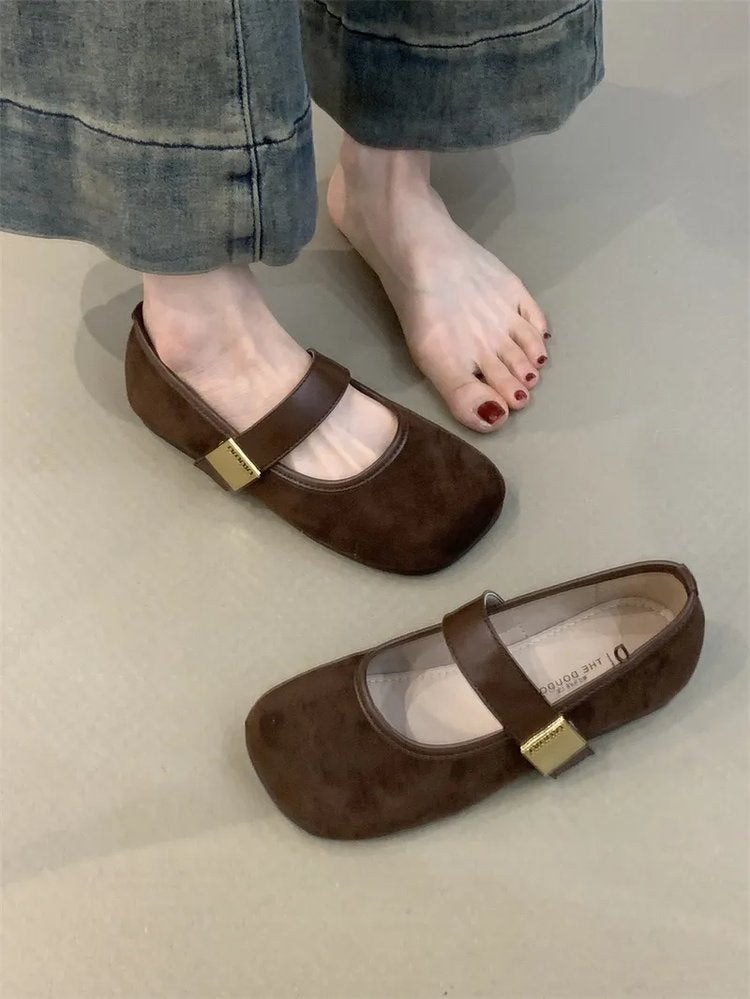 Damen elegante Ballerina-Schuhe mit dekorativem Riemchen und komfortablem Fußbett EB