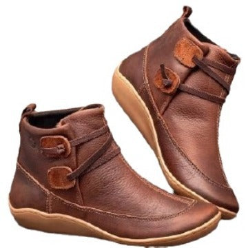 Damen elegante knöchelhohe Komfort-Stiefelette mit doppeltem Riemenverschluss und flexibler Leichtsohle EB