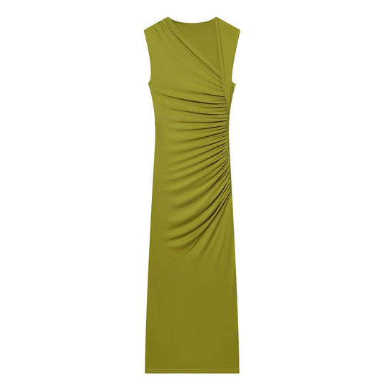 Damen ärmelloses Maxikleid mit raffinierten Rüschendetails und elegantem Schnitt EB