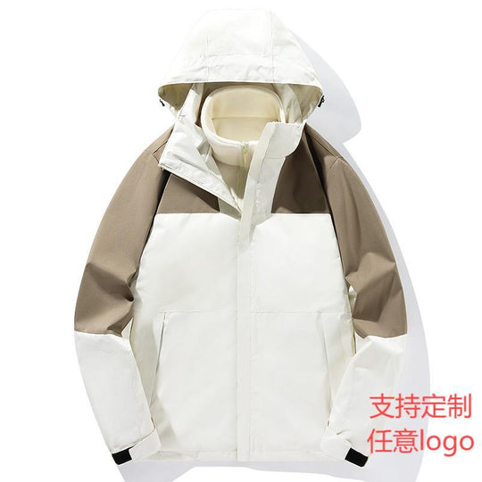 Herren zweilagige Softshell-Trekkingjacke mit fest integrierter Kapuze und fleecegefüttertem Kragen EB