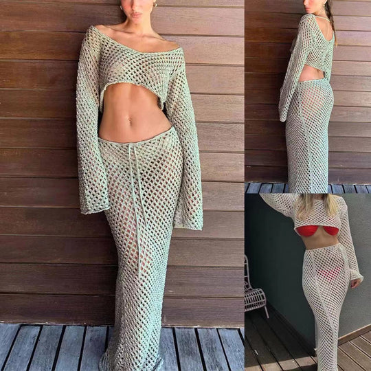 Damen Netzkleid mit langem Schnitt und stylishen Rüschen EB