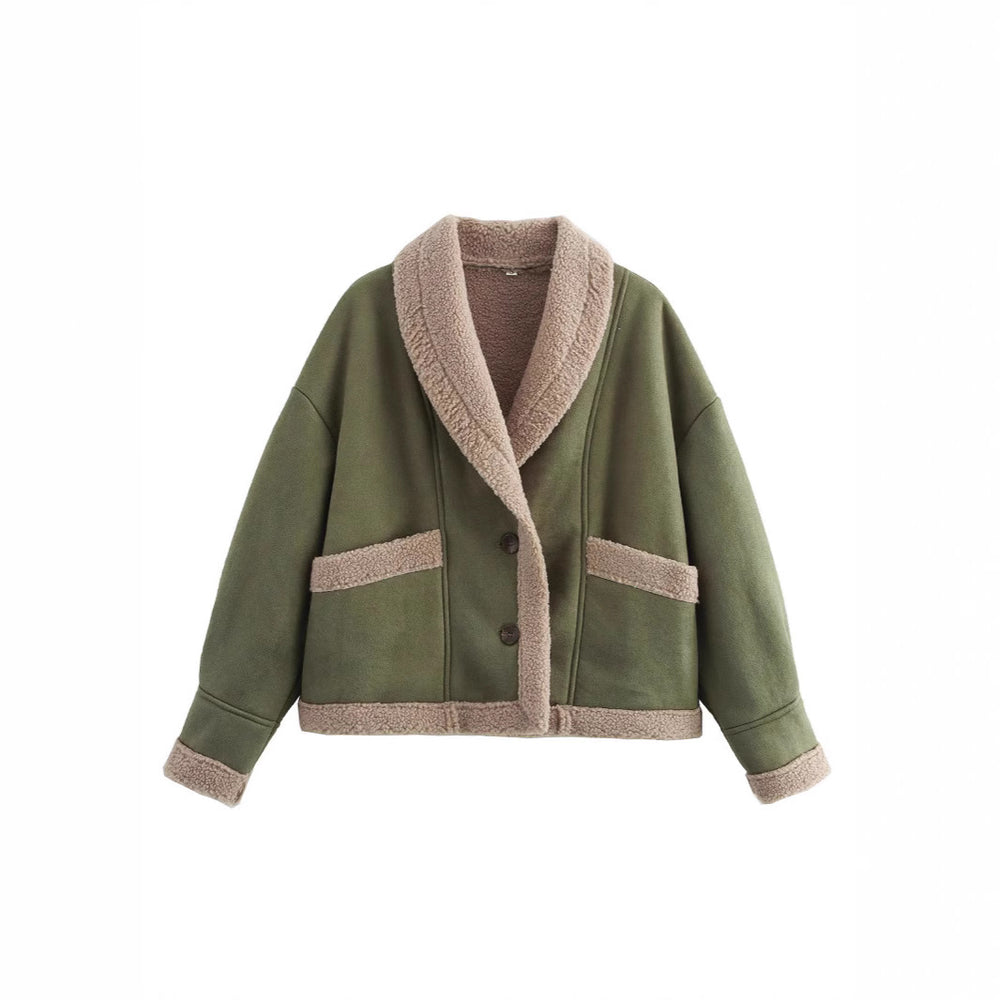 Damen Kuschelige Oversized-Jacke mit schickem Kragen und praktischen Taschen EB