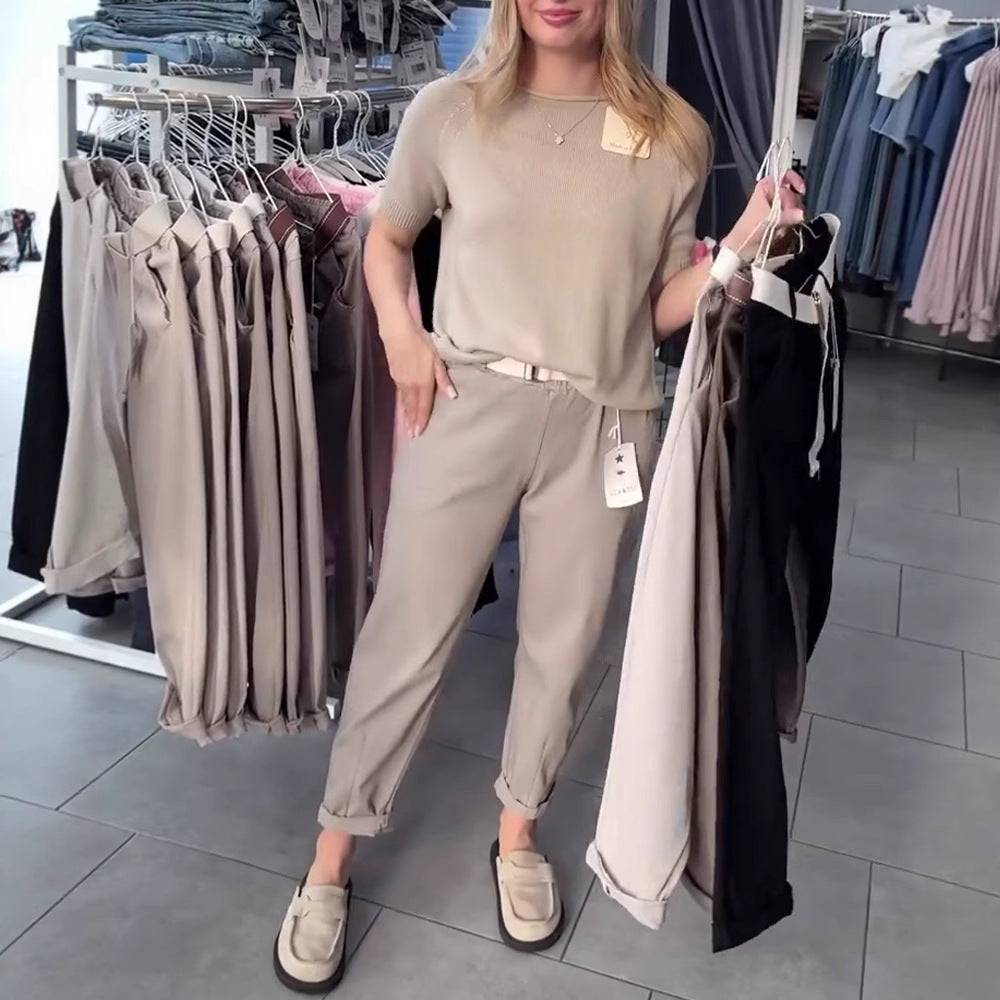 Damen Chinohose mit elastischem Bund und modernen Details Heidi-Mode
