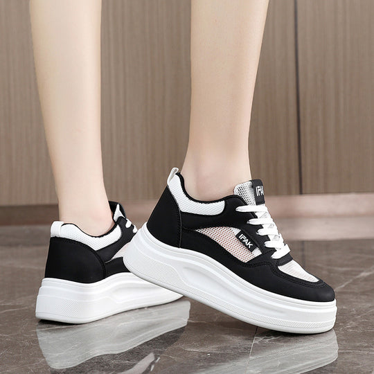 Damen modische Plateau-Sneaker mit atmungsaktivem Obermaterial und dämpfender Laufsohle EB