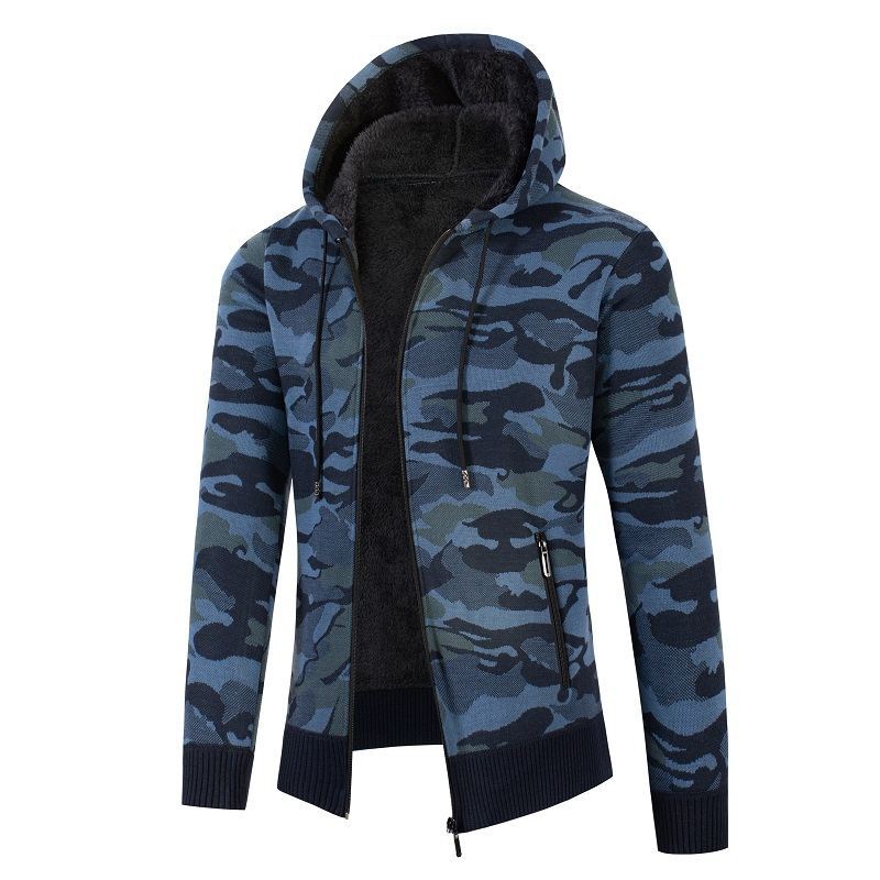 Herren lässige Jacke mit Fleece-Futter und Camouflage-Muster EB