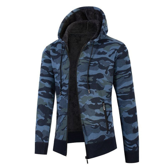 Herren lässige Jacke mit Fleece-Futter und Camouflage-Muster EB