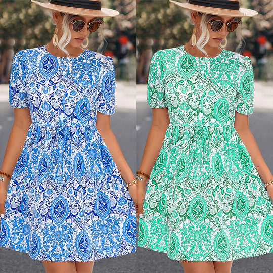 Damen A-Linien Kleid mit floralem Muster und lässigem Schnitt EB