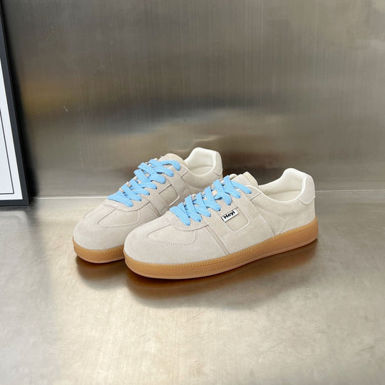 Damen Sportliche Sneaker aus weichem Wildleder mit modischem Schnürdesign EB
