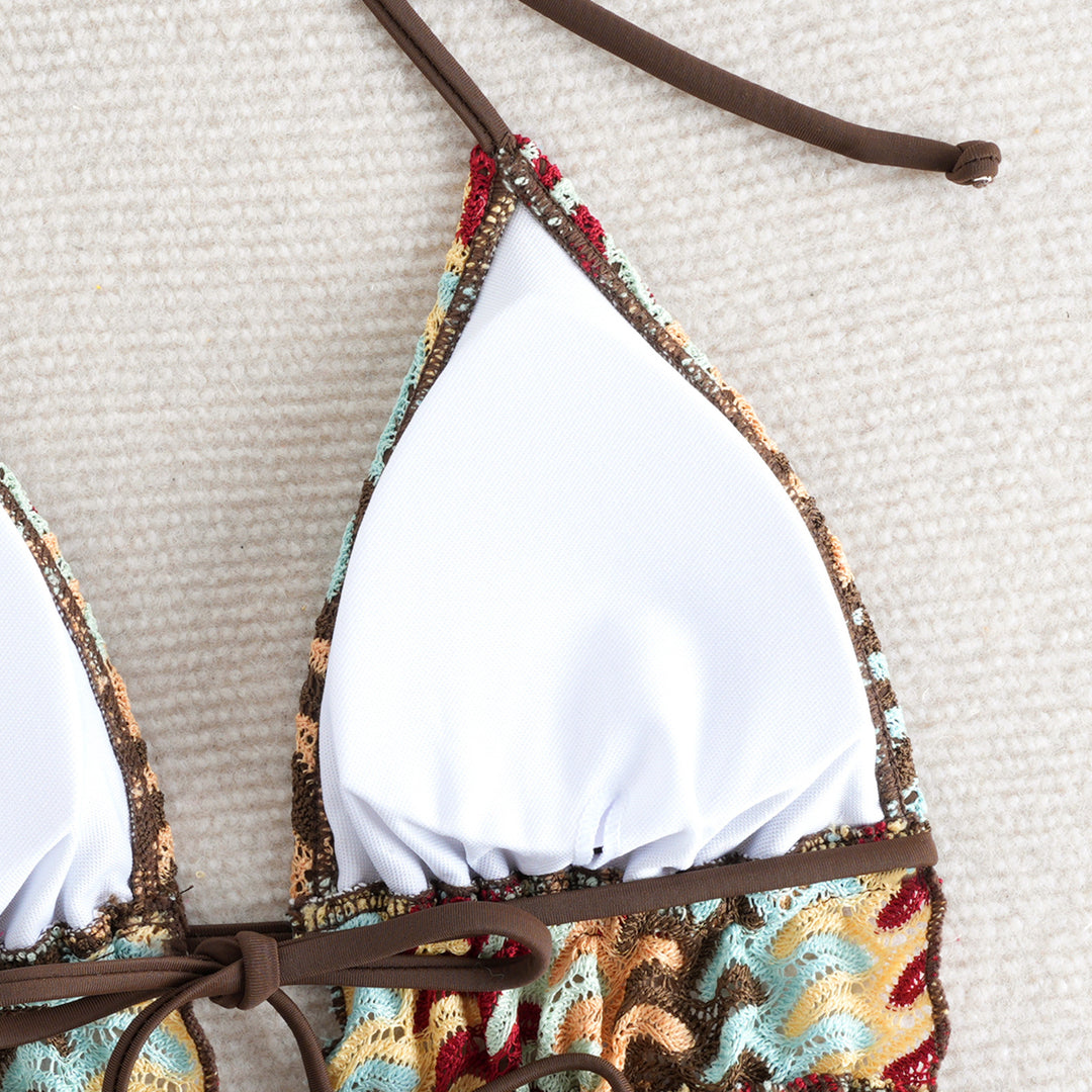 Damen Bikini-Set mit kreativem Rüschendetail und verstellbaren Trägern EB