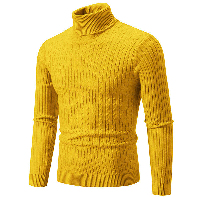 Herren nan Rollkragenpullover mit Zopfstrick und schlanker Passform EB
