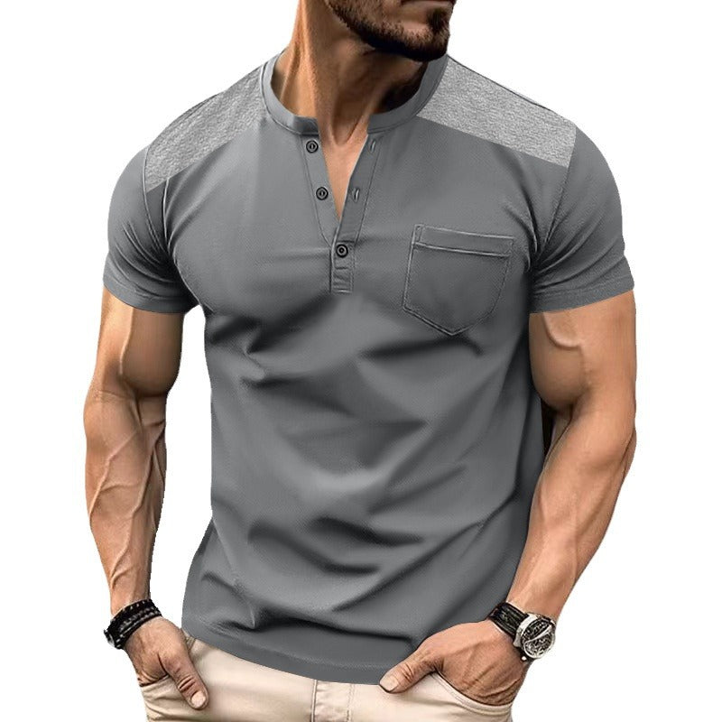 Herren Kurzarm-Henley-Shirt mit strukturiertem Design und praktischen Knöpfen EB