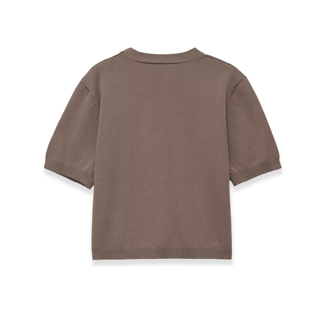 Damen Strickjacke mit V-Ausschnitt und kurzen Ärmeln EB