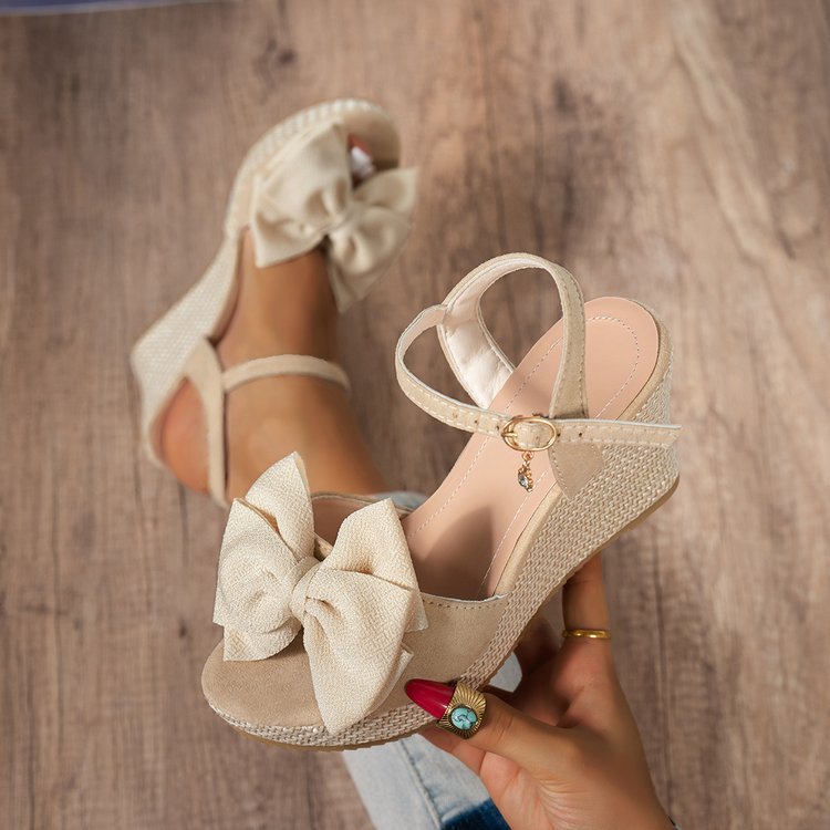 Damen Keil-Sandalen mit modischem Schleifendetail EB