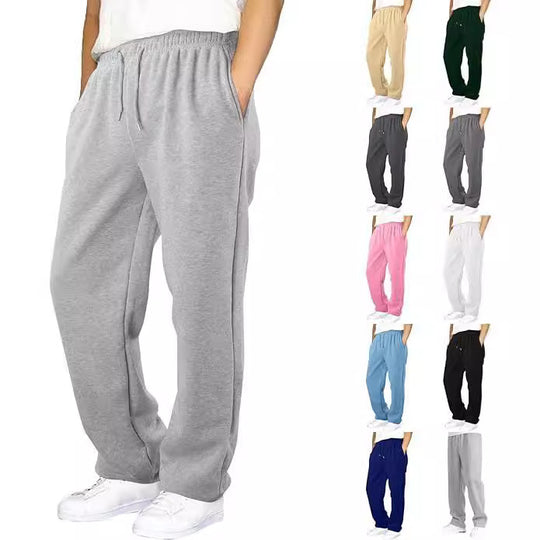 Herren nan Relaxed-Fit Sweatpants mit geradem Bein Fleece-Innenfutter und elastischem Kordelbund EB