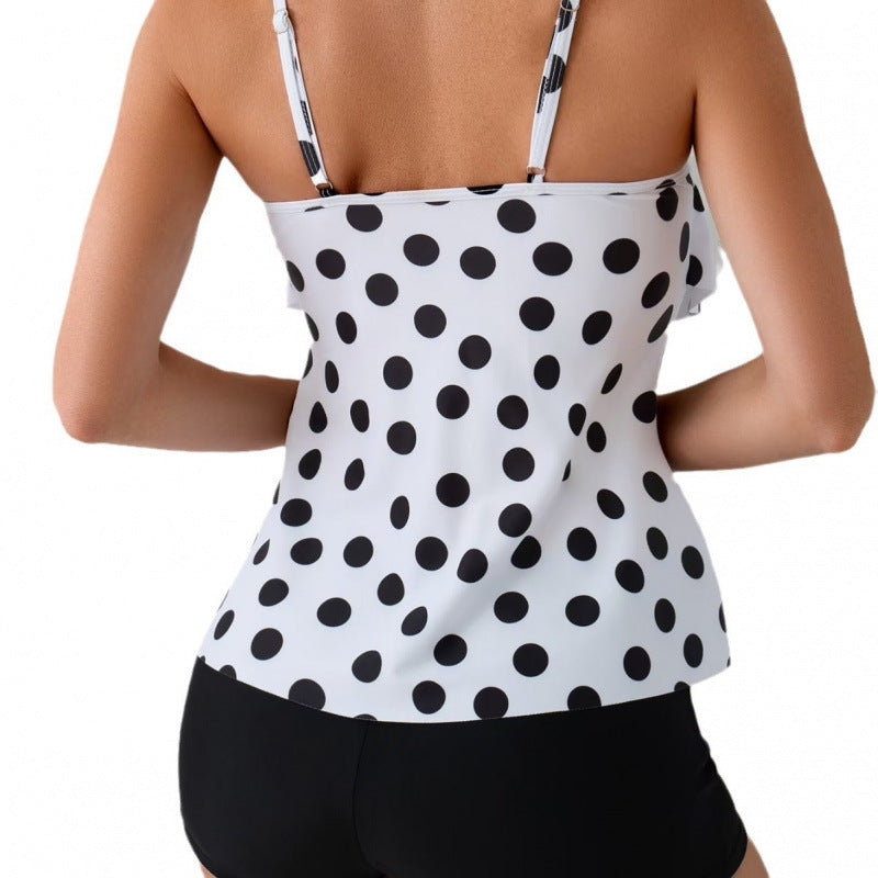 Damen Strandtop mit Rüschen und Punktemuster EB