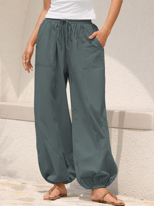 Damen Lässige Weitbein-Hose mit praktischen Taschen EB