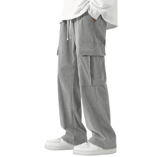 Herren lässige Cargo-Hose mit seitlichen Taschen und elastischem Bund EB