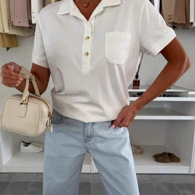 Damen Poloshirt mit Knopfleiste und Brusttasche EB