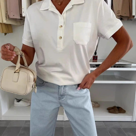 Damen Poloshirt mit Knopfleiste und Brusttasche EB