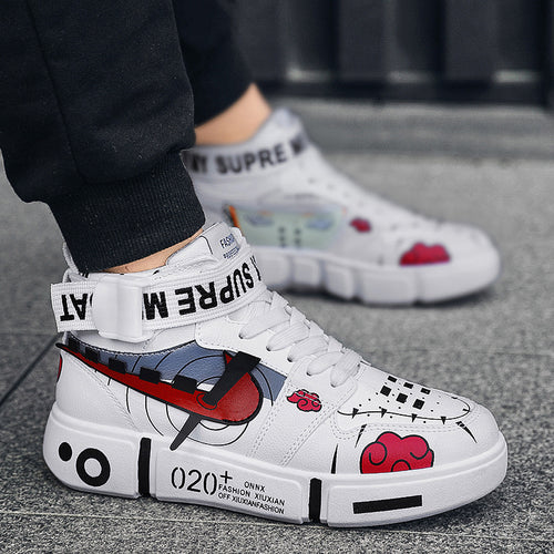 Damen Sportliche High-Top Sneakers mit farbenfrohem Grafikdesign EB