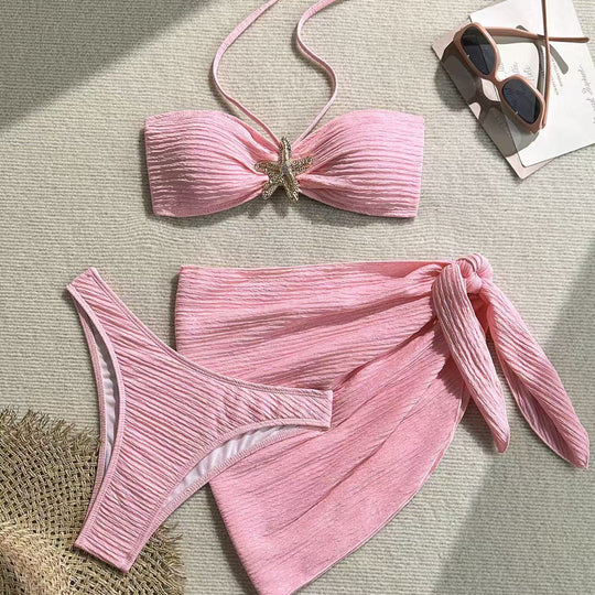Damen Bandeau-Bikini mit schickem Wickeltuch EB