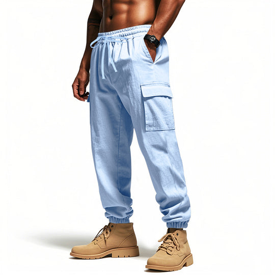 Herren Utility-Cargo-Jogger mit elastischem Bund, Kordelzug und großem Seitentaschen‑Panel EB