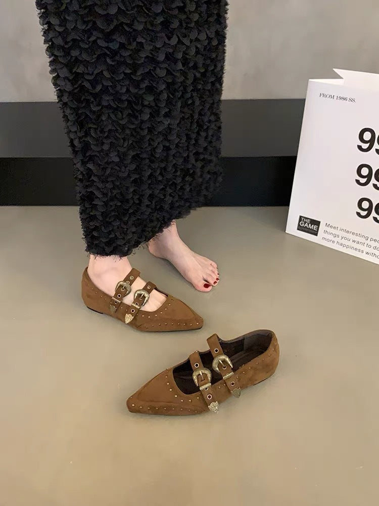 Damen Ballerina-Schuhe mit dekorativen Riemchen und funkelndem Detail EB